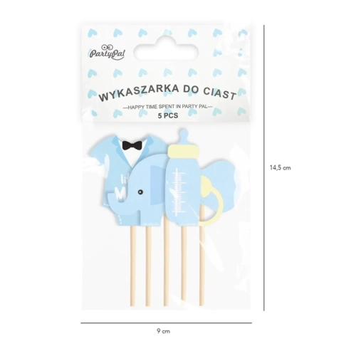 Topper piker ozdoby na tort babeczki dekoracje na roczek baby shower zestaw dla chłopca 5 sztuk